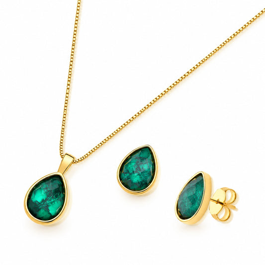 Serena Emerald Teardrop Classic Jewelry Set