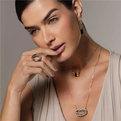 Gold-Plated Natural Geode Ring — Unique Druzy Statement Jewelry