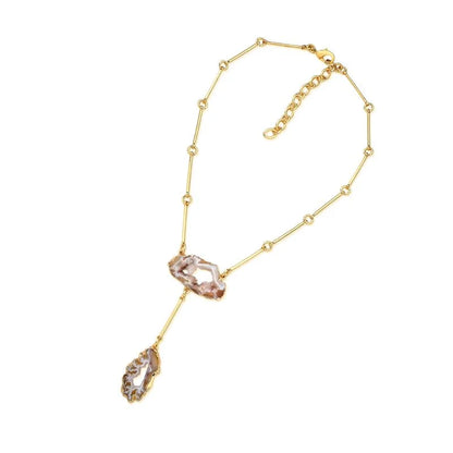 18K gold-plated necklace with natural geode gemstones