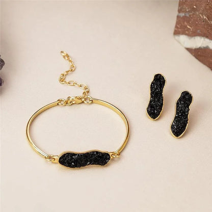 18K gold-plated bracelet with pyrite gemstones
