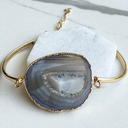 18K gold-plated bracelet with geode stone