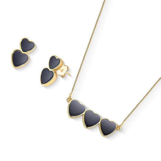 Heart-Shaped Gemstone Jewelry Set