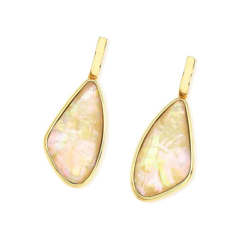 18K gold-plated dangle earrings with sizable sea opala nautilus gemstone