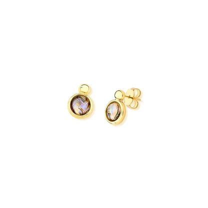 18K Gold-Plated Abalone Stud Earrings – Minimalist Gemstone Jewelry for Women