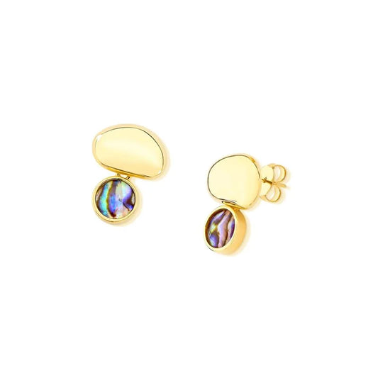 18K gold-plated drop earrings with abalone gemstone
