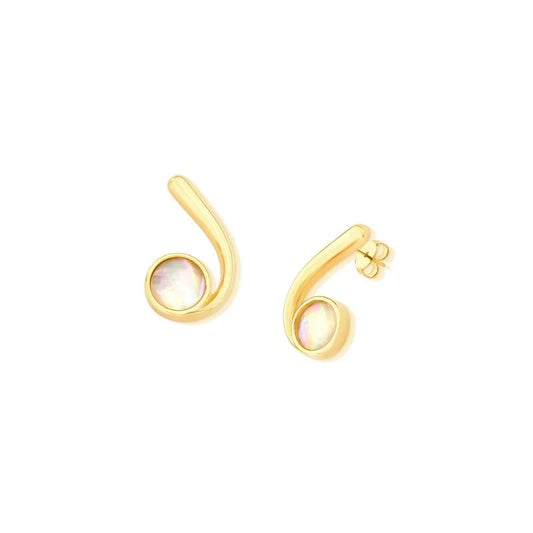 18K gold-plated earring with abalone gemstone