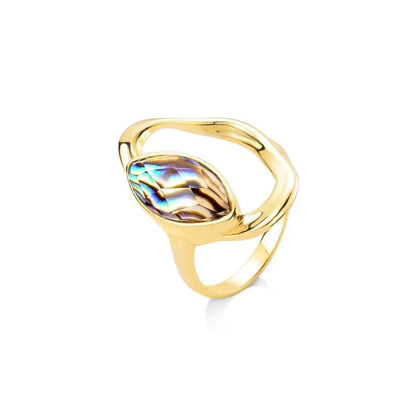 18K Gold-plated ring with abalone gemstone