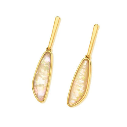 18K gold-plated dangle earrings with abalone gemstone