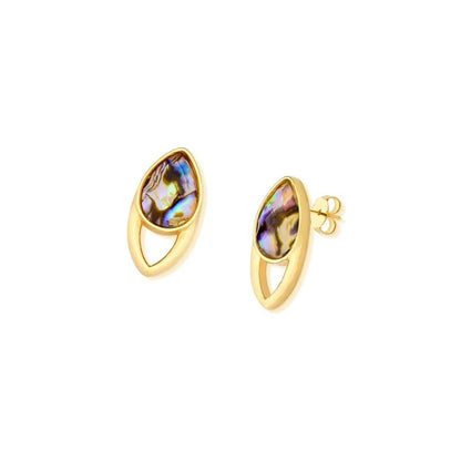 18K gold-plated drop earrings with abalone gemstone