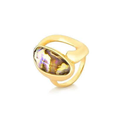 18K Gold-plated ring with abalone gemstone