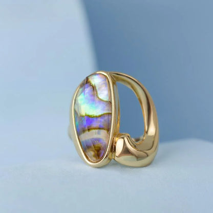 18K Gold-plated ring with abalone gemstone
