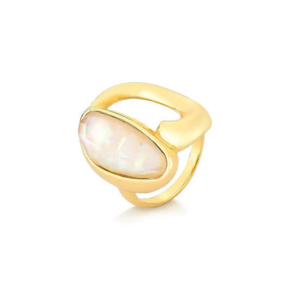 18K Gold-plated ring with abalone gemstone
