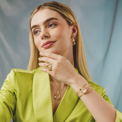 18K Gold-plated ring with abalone gemstone