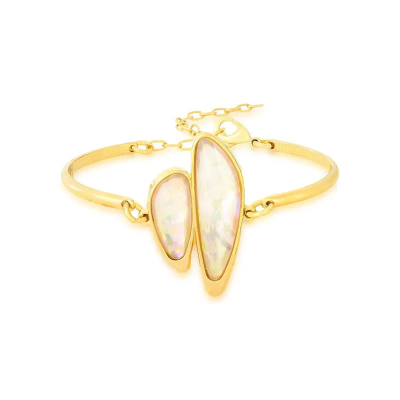 18K Gold-Plated Natural Sea Shell Gemstone Bracelet