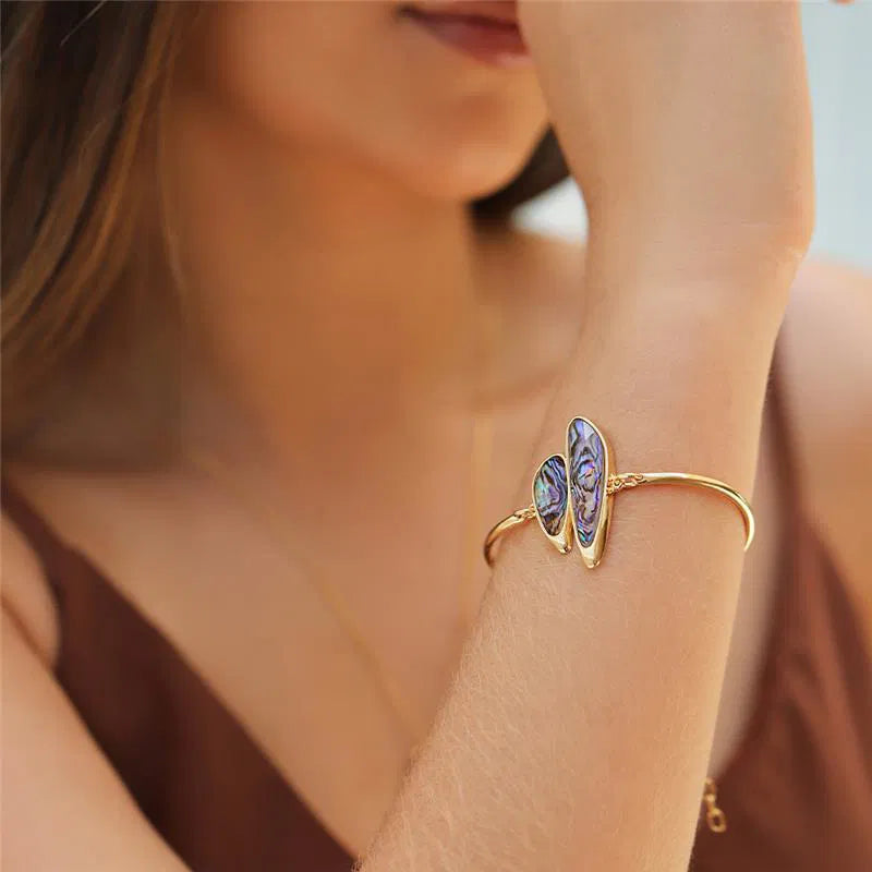 18K Gold-Plated Natural Sea Shell Gemstone Bracelet