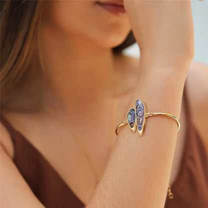 18K Gold-Plated Natural Sea Shell Gemstone Bracelet