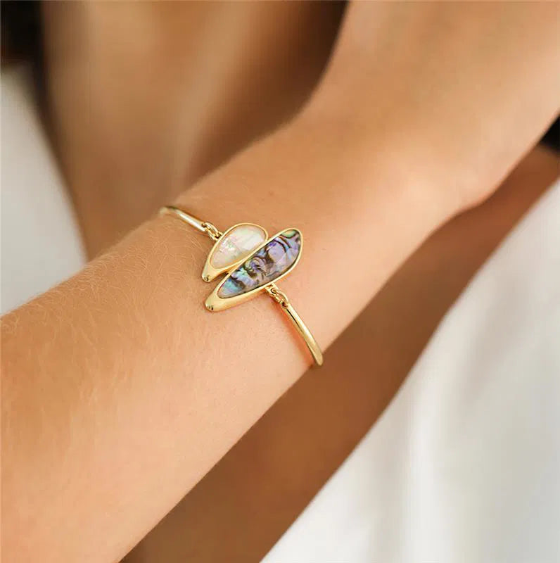 18K Gold-Plated Natural Sea Shell Gemstone Bracelet