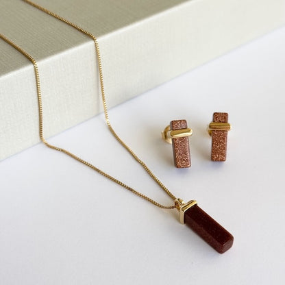 18K Gold-plated set featuring earrings and a pendant