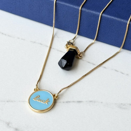 18K gold-plated necklace with pendant with prism-shaped pendant