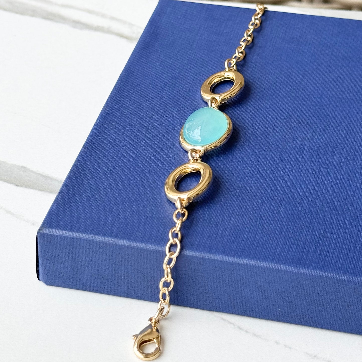 18K gold-plated bracelet with natural gemstone