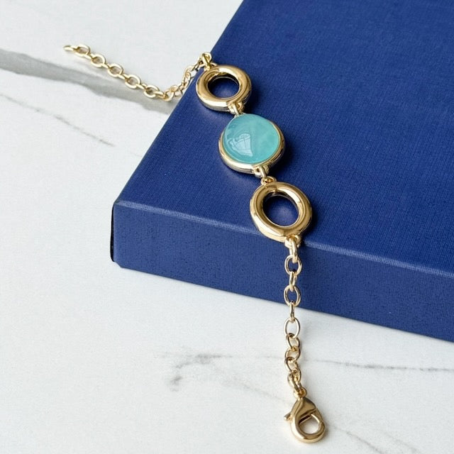 18K gold-plated bracelet with natural gemstone