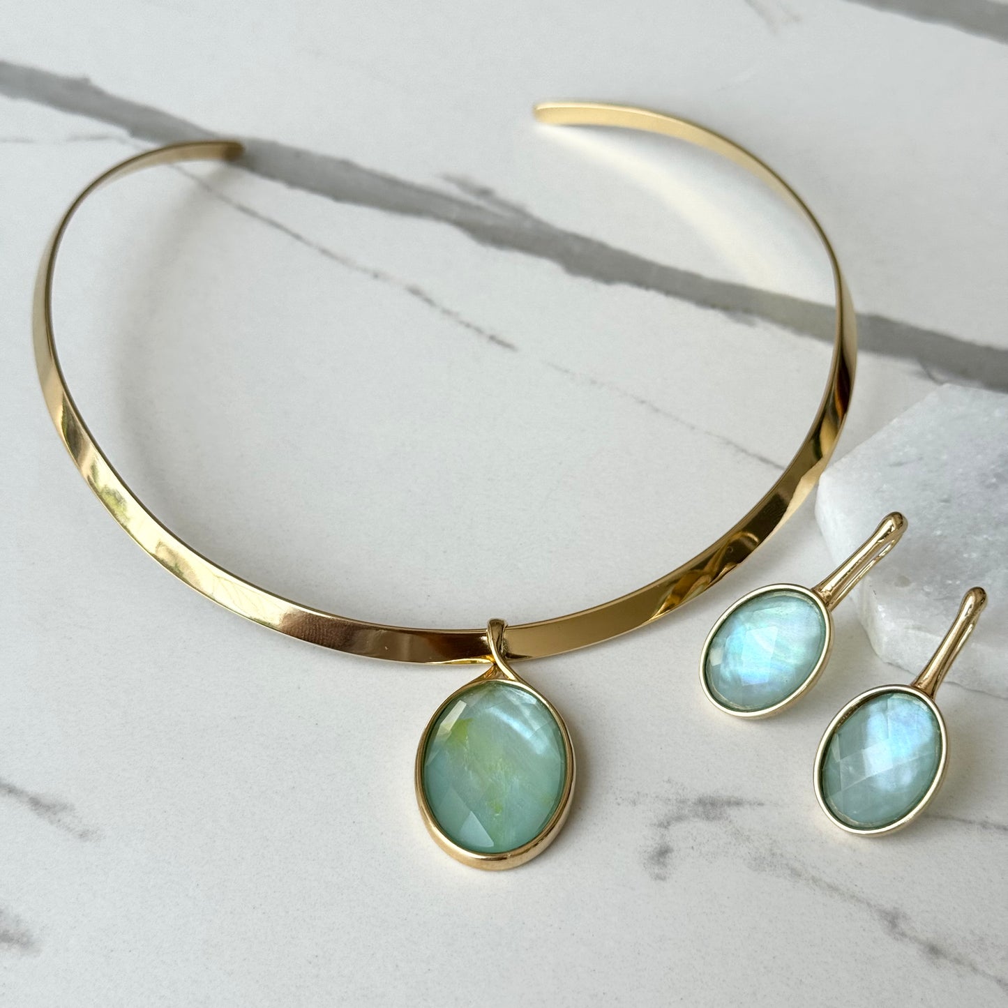 18K gold-plated earrings and necklace set